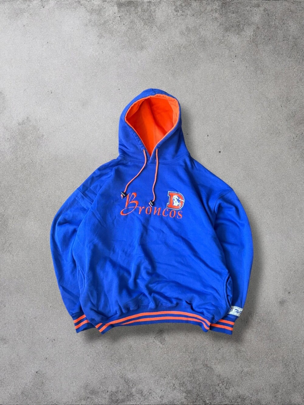Vintage 90s Denver Broncos NFL Hoodie Sweatshirt Mens Large Football Embroidered